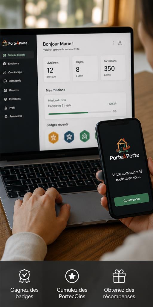 Dashboard PorteàPorte — badges et Points Impact