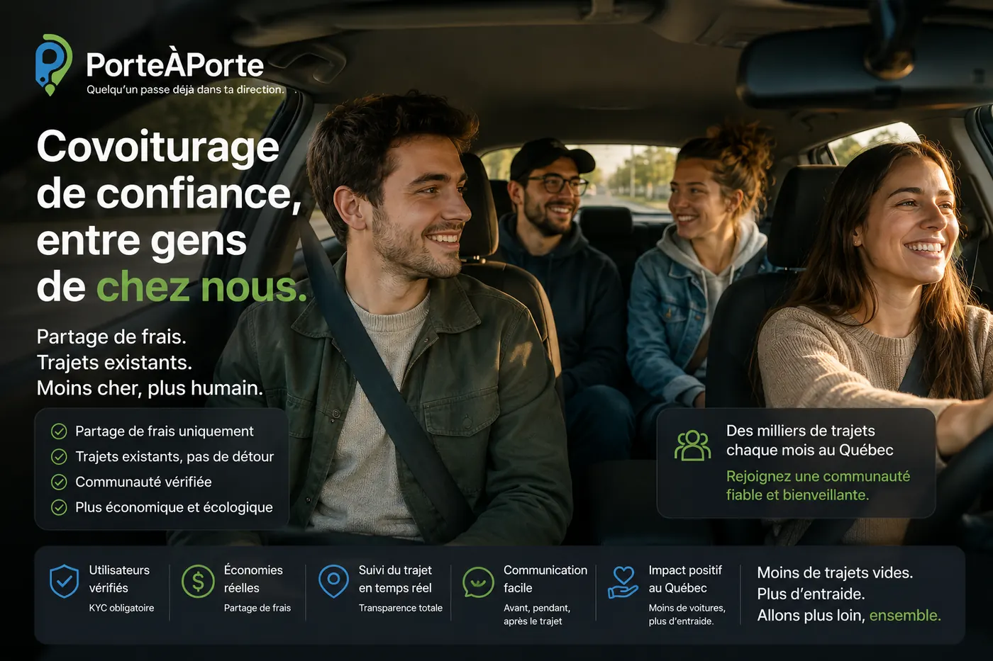 Covoiturage de confiance entre gens de chez nous — PorteàPorte